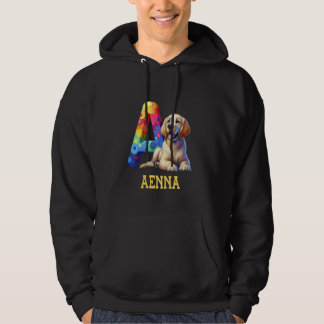 Cute Dogs Letter Aenna Name Rainbow Dog Hoodie