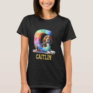 Cute Dogs Letter Caitlin Name Rainbow Dog T-Shirt