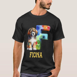 Cute Dogs Letter Fiona Name Rainbow Dog T-Shirt