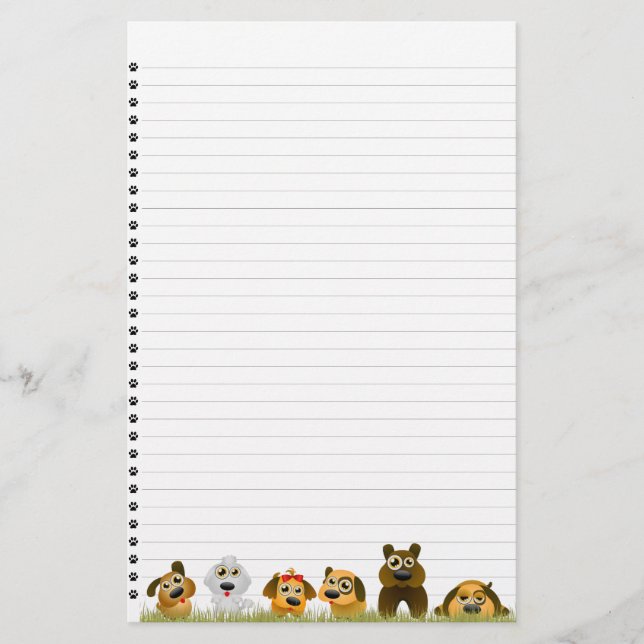 Cute Dogs Lined Stationery (Front)