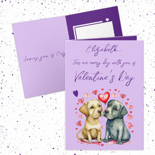 Cute dogs name purple Valentine's Day Card