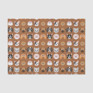 Cute Dogs on Brown Tissue Paper