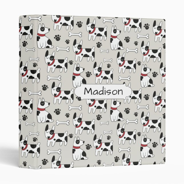 Cute Dogs Pattern custom name binders (Front/Spine)