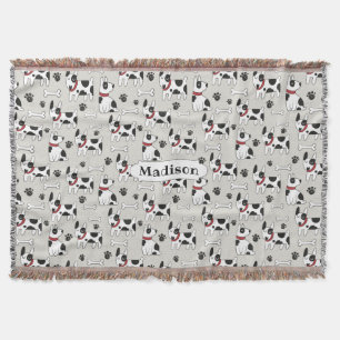 Cute Dogs Pattern custom name throw blanket