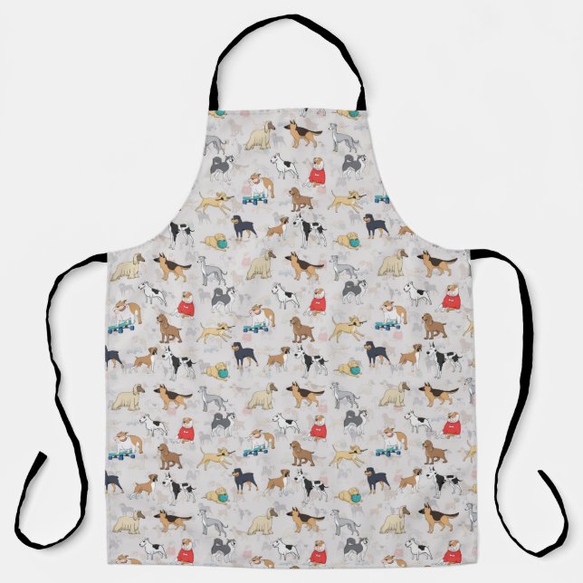 Cute Dogs Pattern Design White Apron (Front)