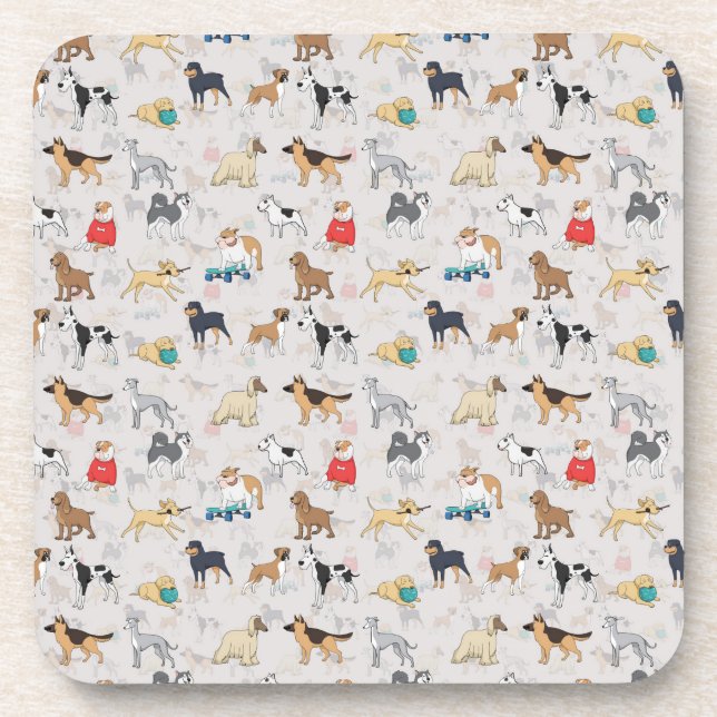 Cute Dogs Pattern Design White Coaster (Front)