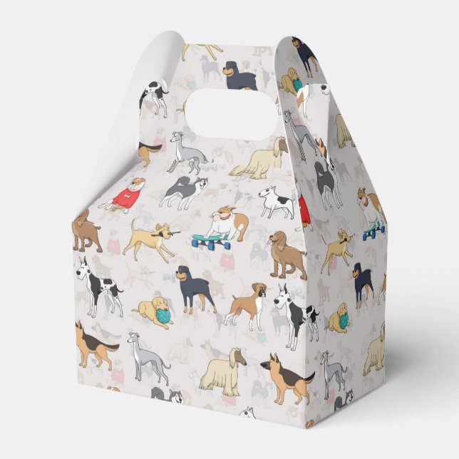 Cute Dogs Pattern Design White Favor Box (Front Side)