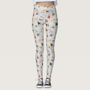 Cute Dogs Pattern Design White Leggings