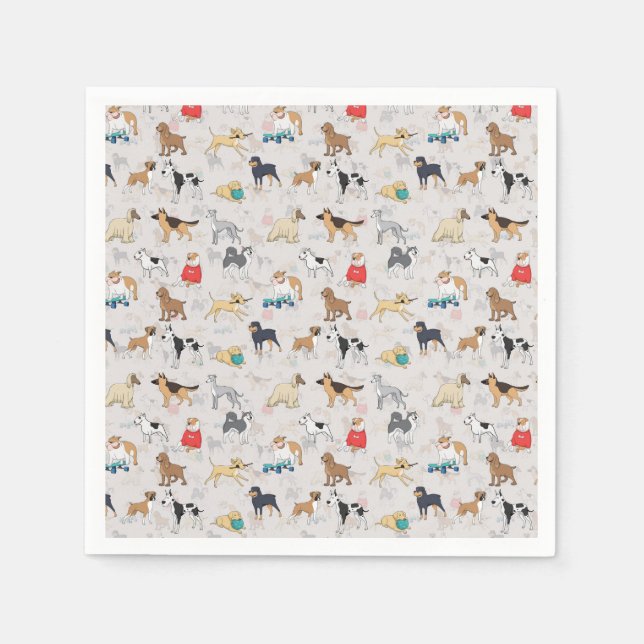 Cute Dogs Pattern Design White Napkin (Front)