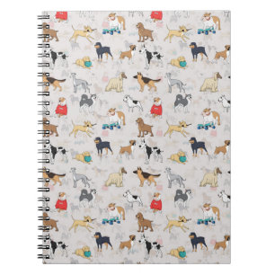 Cute Dogs Pattern Design White Notebook