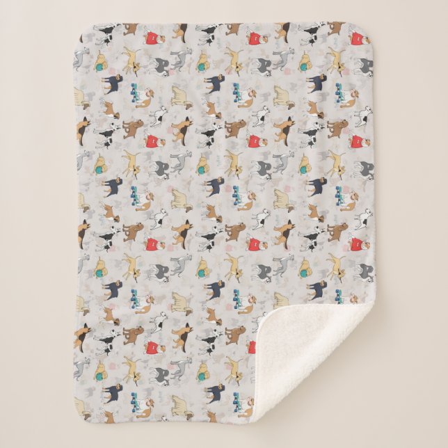 Cute Dogs Pattern Design White Sherpa Blanket (Front)