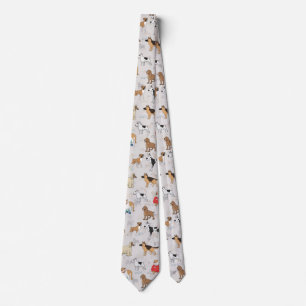 Cute Dogs Pattern Design White Tie