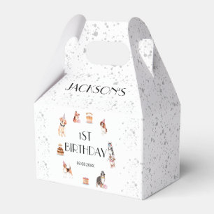 Cute Dogs Paw-Party Birthday Gable Favor Box