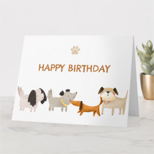 Cute Dogs paw pet happy birthday Card