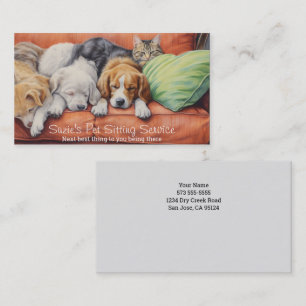 Cute Dogs Pet Sitting Service Business Card