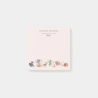 Cute dogs pink monogram post-it notes