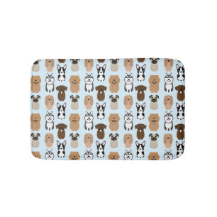 Cute Dogs, Pug, Boston, Lab, Chow, Husky, Spaniel Bath Mat