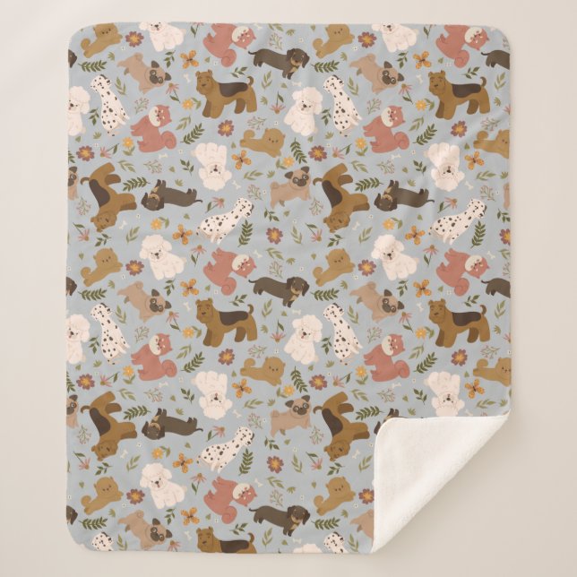 Cute Dogs Sherpa Blanket (Front)