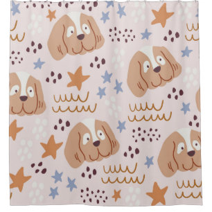 Cute dogs, stars, lines: vintage seamless