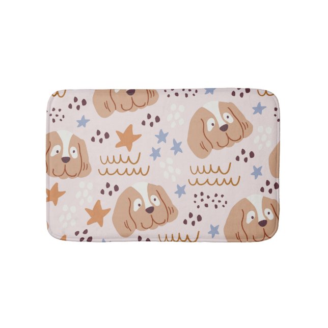 Cute dogs, stars, lines: vintage seamless bath mat (Front)