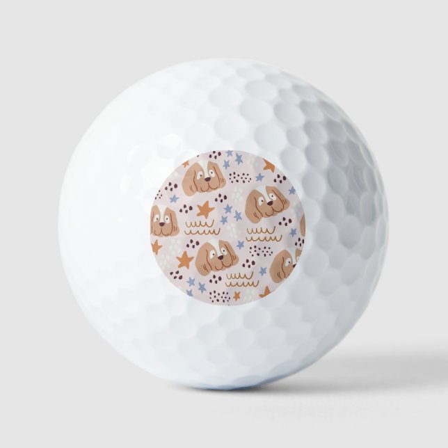 Cute dogs, stars, lines: vintage seamless golf balls (Front)
