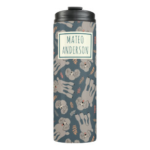 Cute Dogs with Plants Personalized Name Green Thermal Tumbler