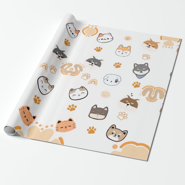 CUTE DOGS WRAPPING PAPER (Unrolled)
