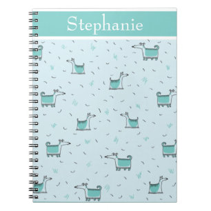 Cute Dogs Your Name Green Sketched Notebook