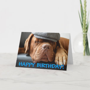 Cute dogue de bordeaux photo birthday card