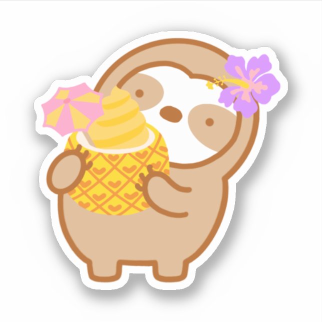Cute Dole Whip Pineapple Soft Serve Sloth  Sticker (Front)
