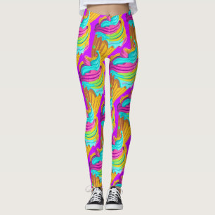 Cute Doll Girly Neon Pink Dessert Pattern Purple Leggings