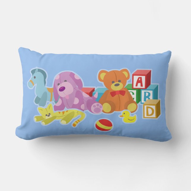 Cute Dolls (Blue) Lumbar Pillow (Front)