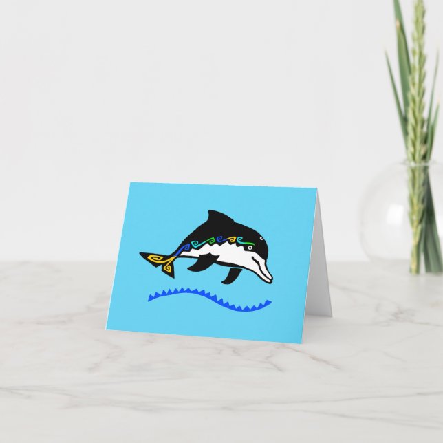 Cute DOLPHIN - Animal graphic - Blue Card (Front)