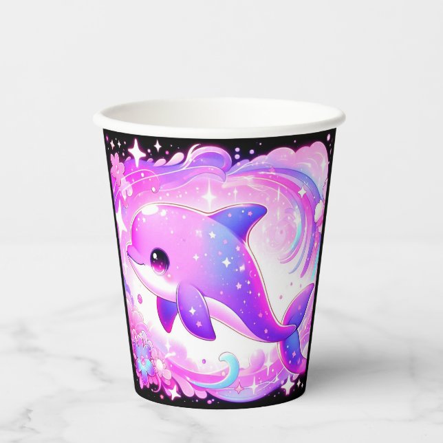 Cute Dolphin Baby Shower  Paper Cups (Front)