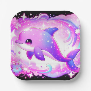 Cute Dolphin Baby Shower Paper Plate