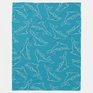Cute Dolphin Cartoon Pattern Graphic Background Fleece Blanket