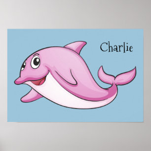 Cute Dolphin custom name poster