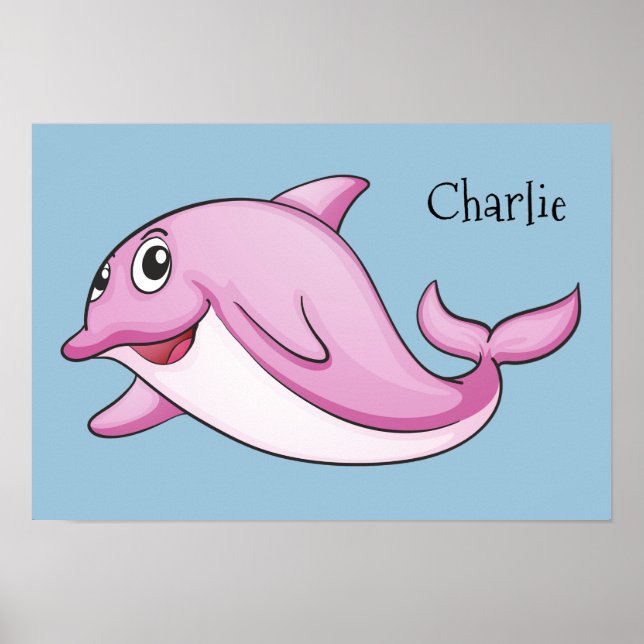 Cute Dolphin custom name poster (Front)