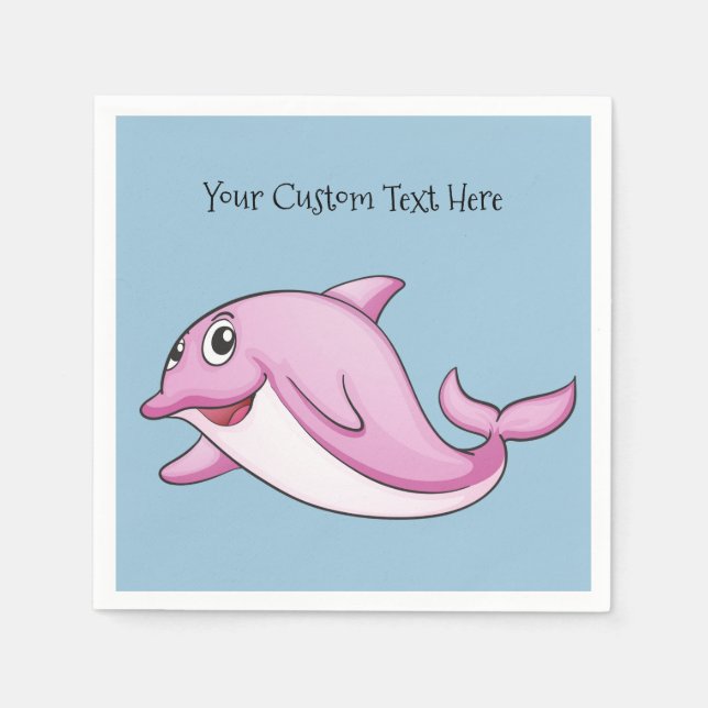 Cute Dolphin custom text paper napkins (Front)