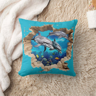 Cute Dolphin Design - Gift for Kids and Adults Throw Pillow