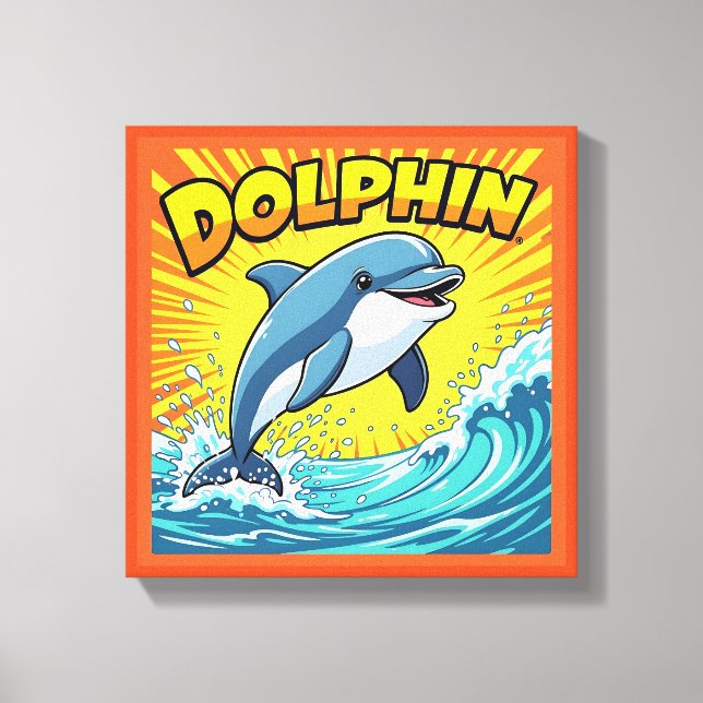 Cute Dolphin jumping out of the Ocean Canvas Print (Front)