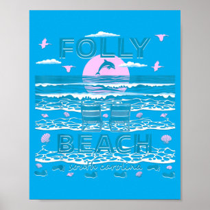 Cute Dolphin Lover Family Folly Beach Sc Family Poster