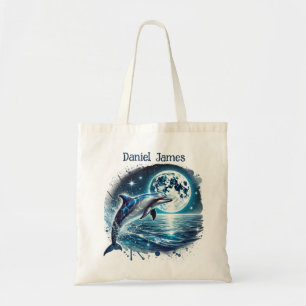 Cute dolphin lovers add name tote bag