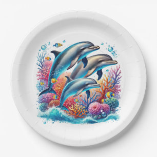 Cute dolphin lovers party paper plate