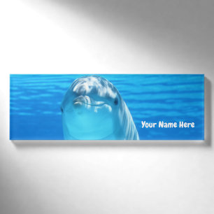 Cute Dolphin Marine Animal in Blue Sea Name Tag