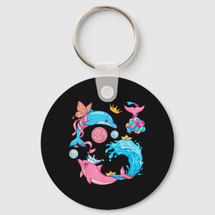 Cute Dolphin Mermaid Kawaii Ocean Sea Animals Keychain