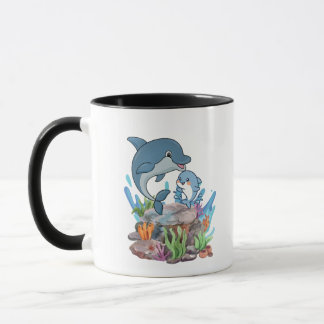 Cute Dolphin Mom and Baby Coffee Mug