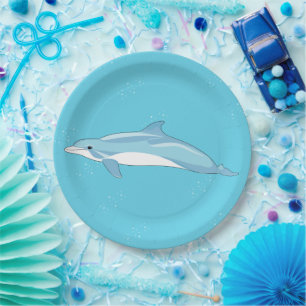 Cute dolphin on ocean paper plate
