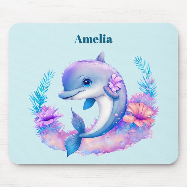 Cute Dolphin Sea Creature Mouse Pad (Front)