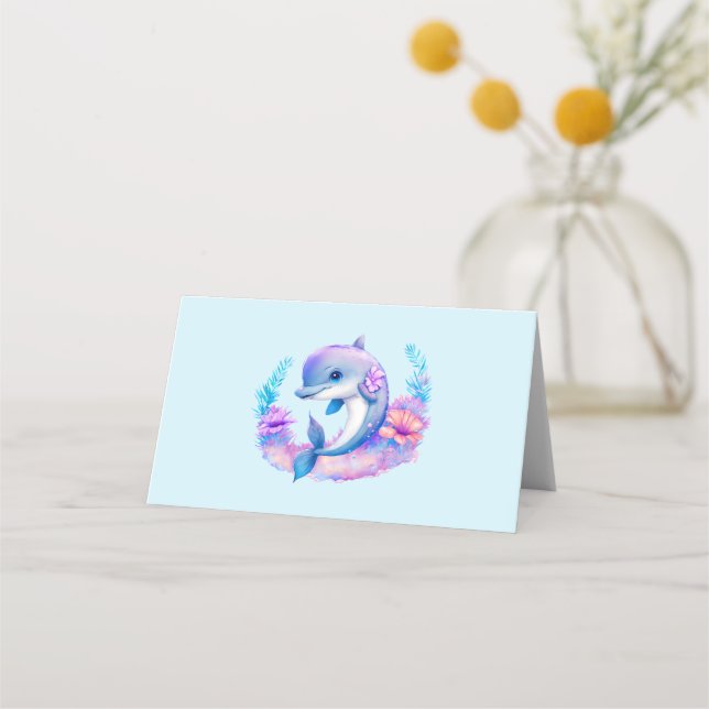 Cute Dolphin Sea Creature Place Card (Front)